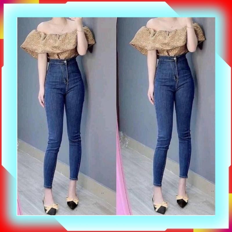 Quần jean nữ kiểu, quần bò nữ lưng siêu cao dáng ôm raách đùi không túi trước tôn dáng Hottrend Pants Women Denim khóa kéo croptop 4