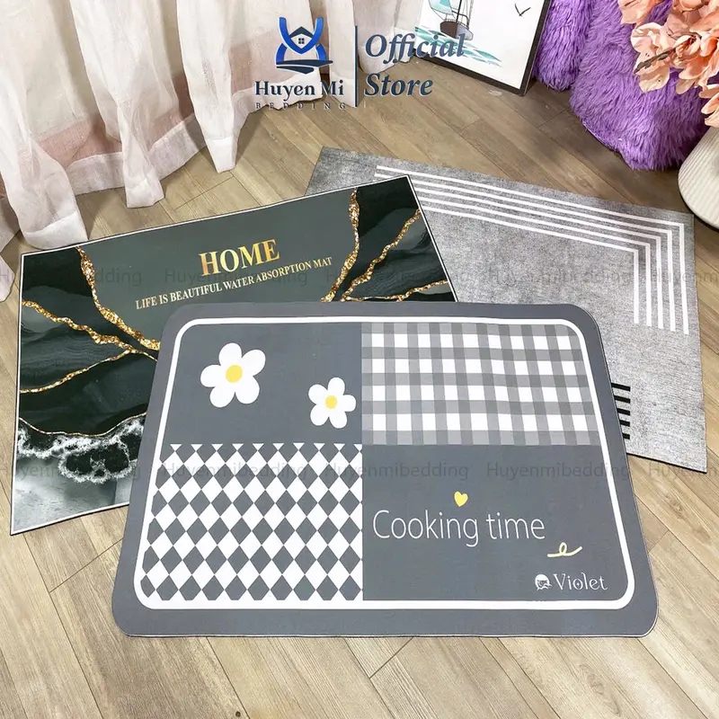 Thảm SILICON siêu thấm hút. chống trơn trượt kích thước 40x60cm Cao Su. Combo 3 tấm ngẫu nhiên. 0