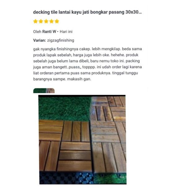 Lantai kayu jati Motif ZIGZAG UK 30x30cm / Decking tile Portable Kayu Jati 3