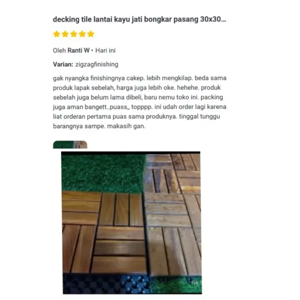 Lantai kayu jati Motif ZIGZAG UK 30x30cm / Decking tile Portable Kayu Jati 2