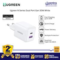 Gambar Ugreen N Series GaN 30W 65015 Dual Port USB C Fast Charger White Portable Power Adapter dari Sentra Digital Kota Surabaya 1 Tokopedia