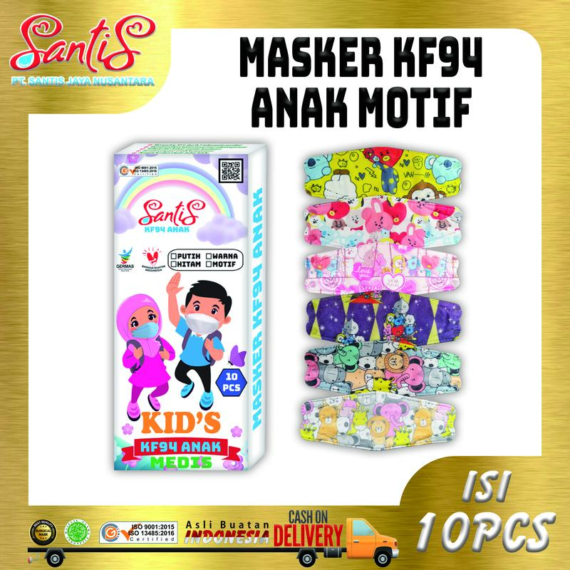 Masker KF94 Anak 4ply Fasion by Santis SANGAT LEMBUT DI WAJAH 1