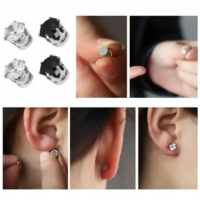 Anting Magnet Tanpa Tindik Pria Wanita Black Earrings