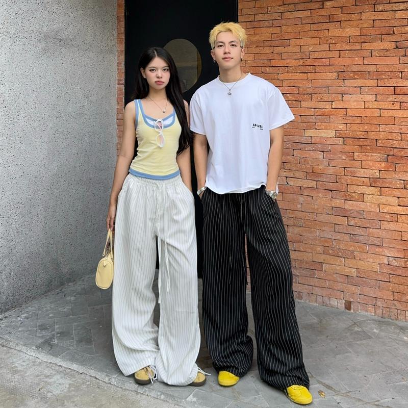 AB HOUSE - Quần ống suông form rộng Striped pants thời trang nam nữ