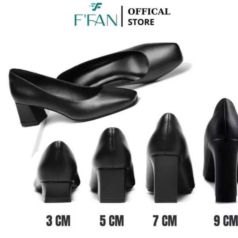 Giày Tiếp Viên Hàng Không DA THẬT FFAN mũi vuông nữ công sở cao gót đế vuông bít mũi da mềm mại big size 3-9cm chất liệu da thật êm chân đế cao su chống trơn trượt size 33-43