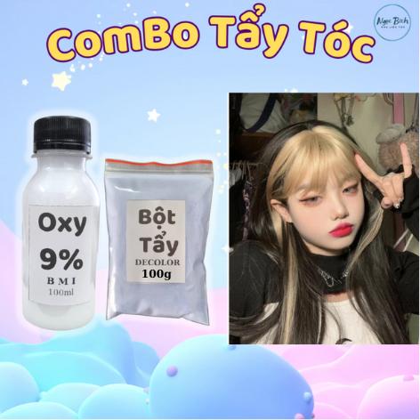 Combo 100g bột tẩy tóc GLOW + 2 chai oxi 9% 100ml Thế Hệ Mới Tẩy Một Lần lên Lever 7_9 Nhuộm Tóc Đổi Màu Tóc thuốc  nhuộm thuôc Nữ Women Dưỡng Tóc rêu  khói bột  tẩy