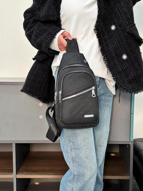 Women's Solid Color Quilted Fanny Pack, Fashionable Zipper Chest Bag for Daily Used, Casual Trendy Versatile High-quality Belt Bum Crossbody Bag, Sling Bag 3