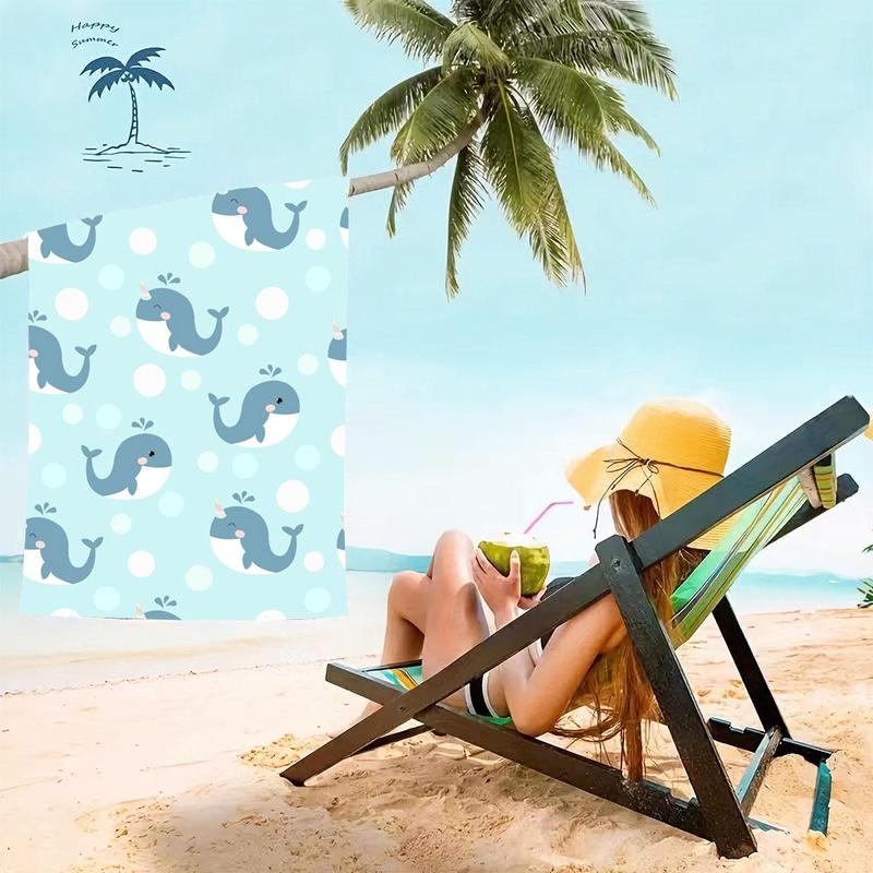 Product Introduction of Whale Pattern Beach Towel, 1 Count Soft Absorbent Towel, Large Size Towel for Beach, Travel, Camping, Hiking, Swimming, Beach Towel for Women & Men 6