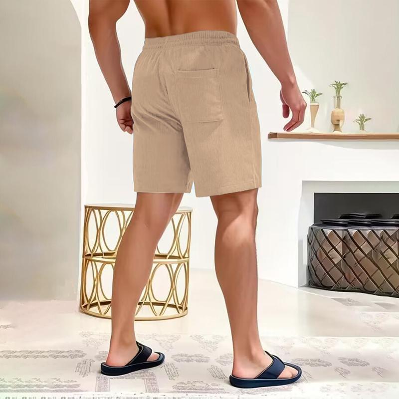 Product Introduction of 2025 Summer new solid color lace-up sweatpants corduroy simple quarter shorts men's shorts casual pants spot selu  ar  kargo mens  jeans 1
