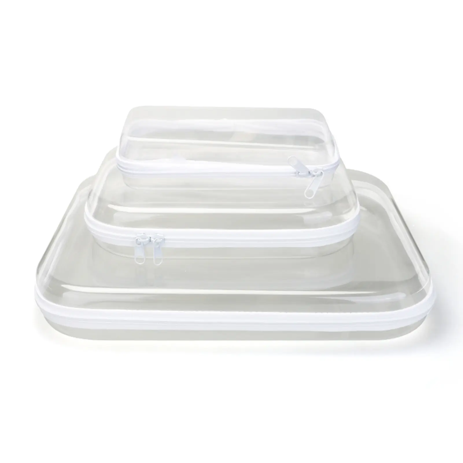 Transparent PVC Hard Plastic Travel Storage Box Waterproof Zipper Pouch For Toys Small Items Organizer Makeup Bag Cosmetic Case