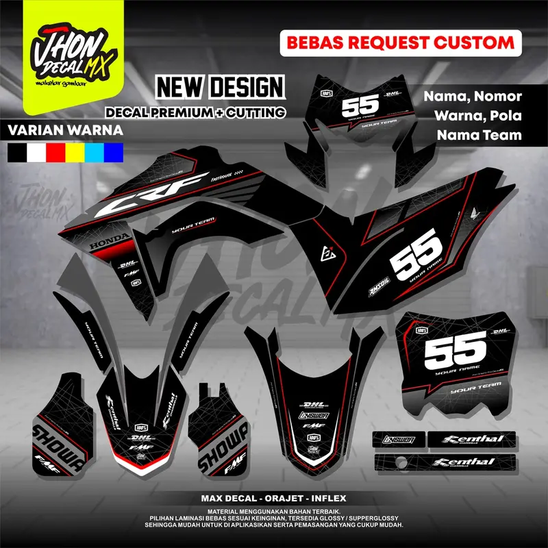 DECAL CRF HITAM DECAL CRF 150 L Full Body Simple Minimalis Keren By JhonDecal CRF03 0