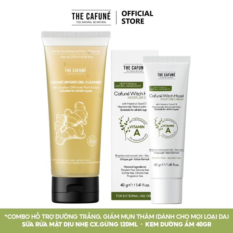  Combo Hỗ Trợ Dưỡng Trắng Da Mặt Sữa Rửa Mặt Kem Dưỡng Ẩm Cafuné Witch Hazel The Cafuné 120gram 