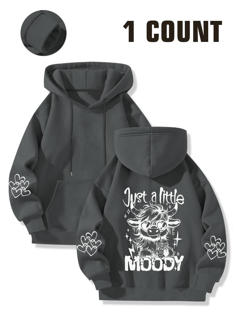 Product Introduction of Women's Cow Print Hoodie, Fashion Casual Hooded Sweatshirt for Daily Holiday Outdoor Wear, Women Clothing for Fall & Winter 9