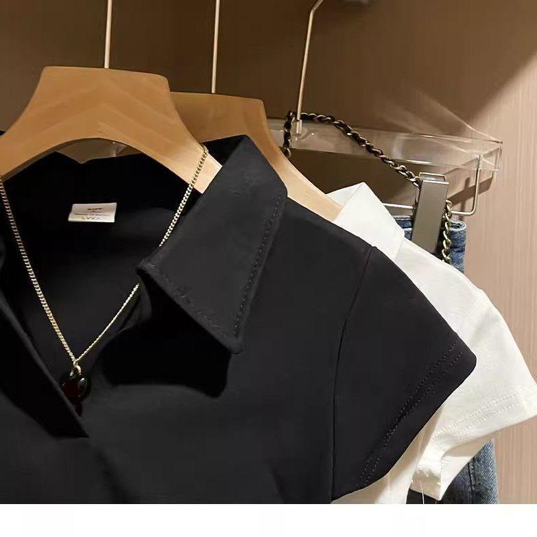 ÁO NgắN Tay Cổ Polo, HàNg MớI Về, MàU TrơN ThiếT Kế ĐẹP, DâY ThắT LưNg, DáNg ÔM, Phong CáCh Mỹ, Bó SáT VừA VặN, ÁO PhôNg Cô GáI NóNg BỏNg, ThíCh HợP Cho MùA HèáO Polo Nữ ÁO Thun áO Thun. áO Polo Nam áO Croptop Polo Nữ DệT Kim áO Polo Tay HếN 3