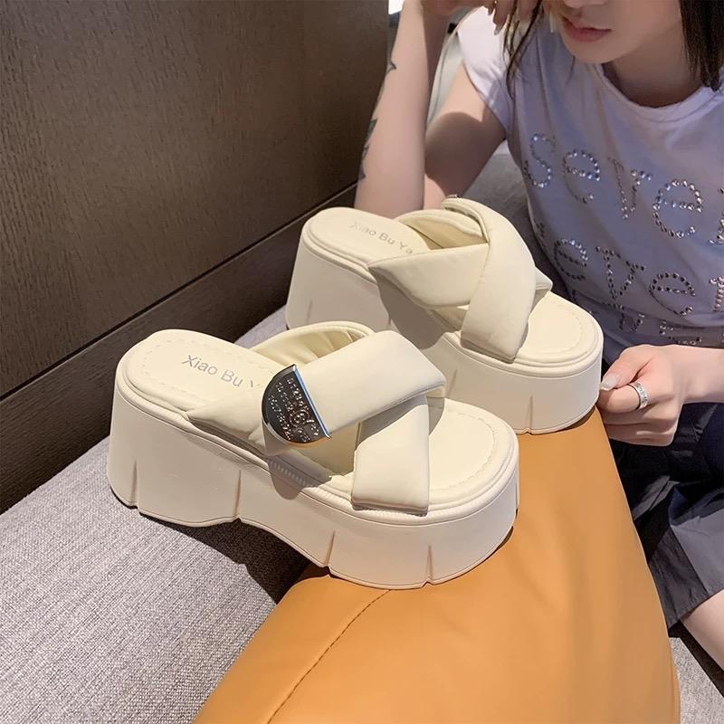 Dép xồng đế cao quai chéo cao 9cm, dép quai dán đế bánh mì hàng QCCC  (full box) dép  sandal