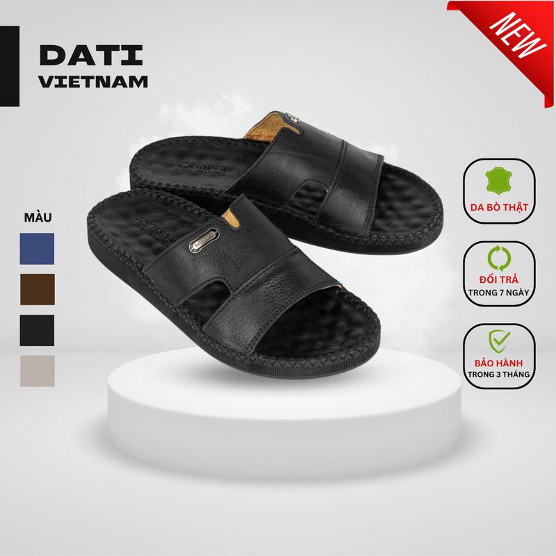 DéP Nam Da Bò Cao Cấp Thiết Kế Chữ K Độc Lạ, Khâu Chỉ Toàn Bộ, Đế Bằng Cao Su Đúc Êm Chân - Bảo Hành 6 Tháng - DTDA04 DéP Quốc Dân Jean Nhung Sandal