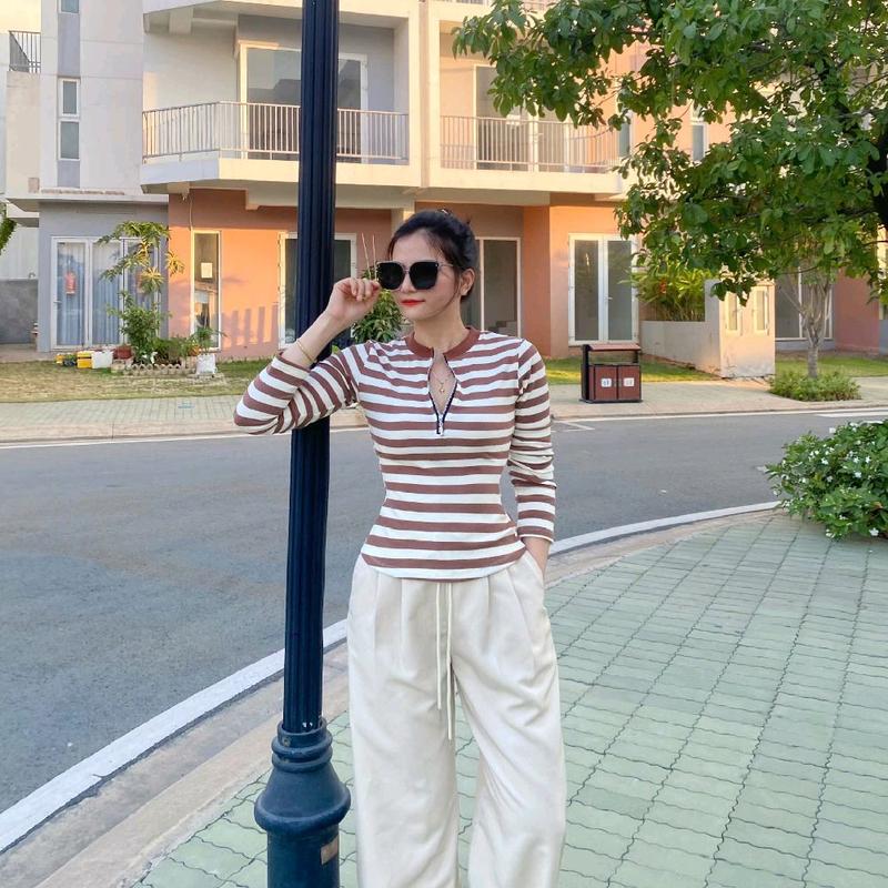 Áo Thun Sọc và Quần Ống Xuông Dáng Dài Thể Thao, Chất Liệu Gân Tăm Thoáng Mát, Thấm Hút Tốt