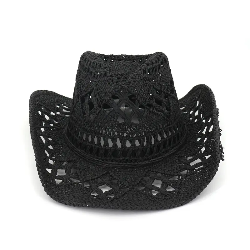 New Spring Summer Outdoor Unisex Couple Hats Travel Sun Protection Sun Hat Western Cowboy Straw Hat Handwoven Straw Hat 1