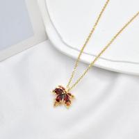 Gambar Dilapisi emas 18 karat Kalung Daun Maple Merah, baja titanium, tidak kehilangan warna dari Garden of DreamsS5 Kota Administrasi Jakarta Barat 5 Tokopedia
