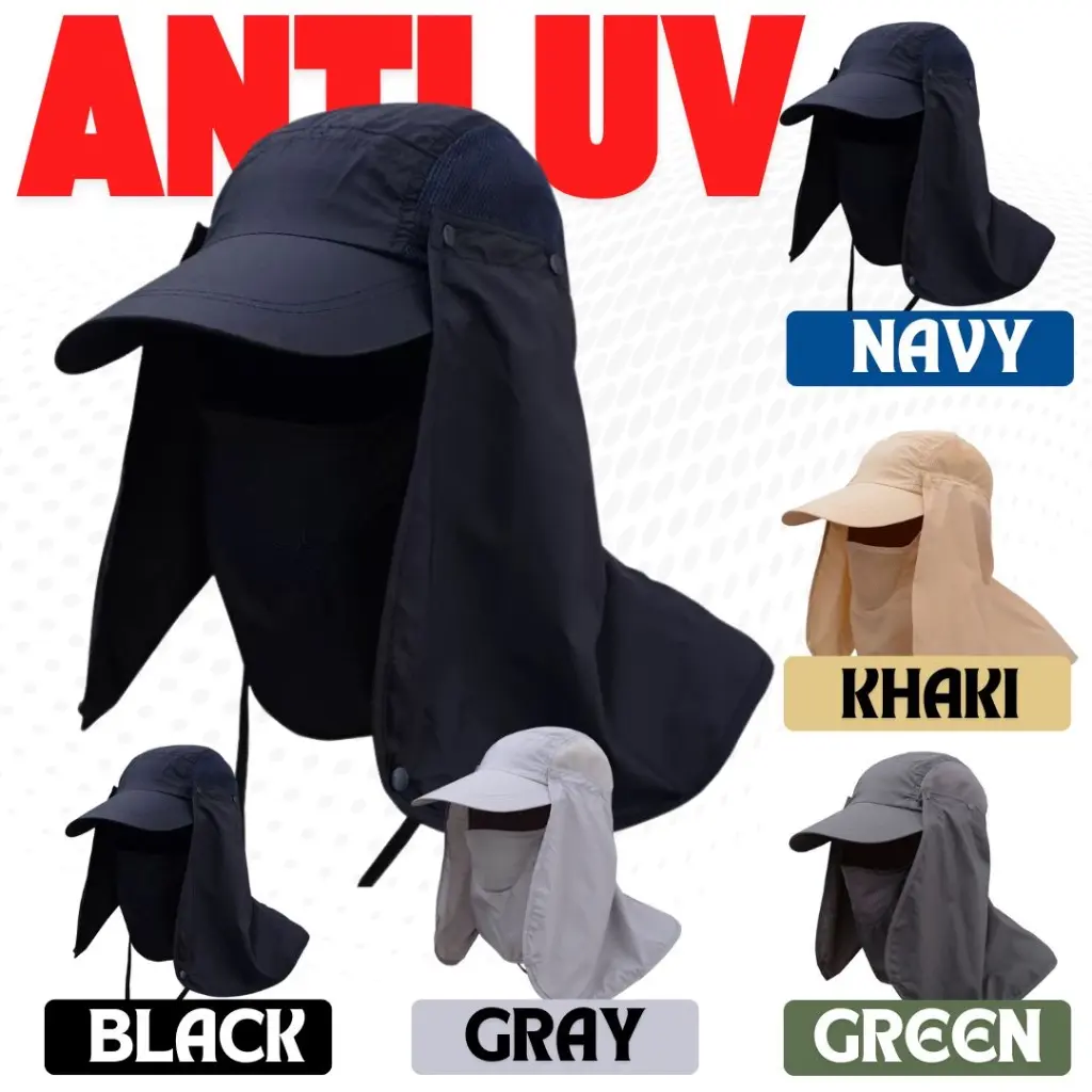 topi mancing / topi gunung - topi jepang - topi rimba dengan masker - Topi Anti UV Matahari
