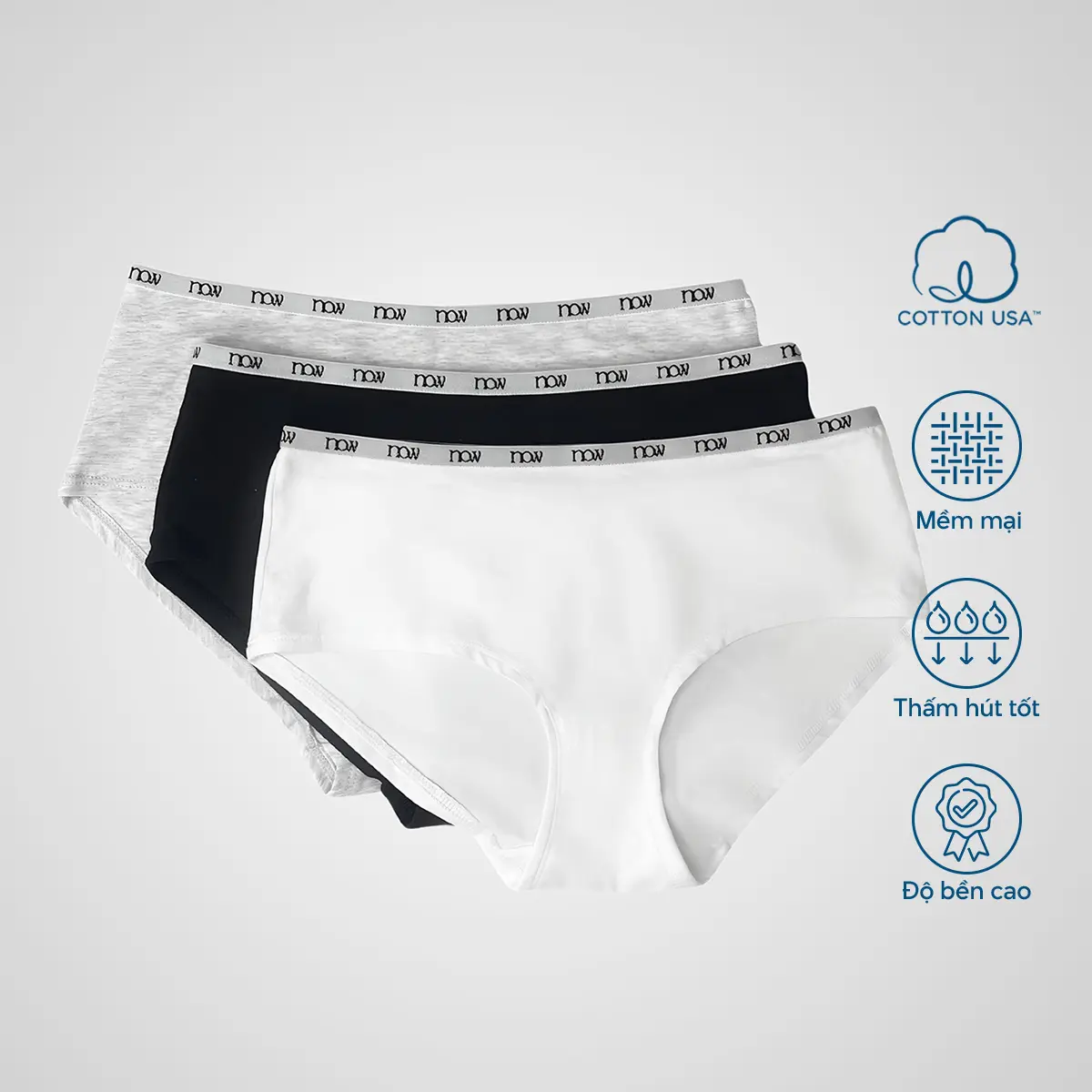 COMBO 3 quần lót nữ Hipster Cotton USA - NOW Wear
