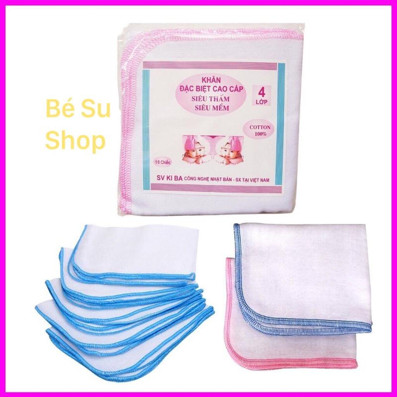  Gói 10 khăn sữa khăn xô KiBa trẻ sơ sinh Siêu mềm Siêu thấm 2 lớp 3 lớp 4 lớp Cho Bé Khăn Tắm 