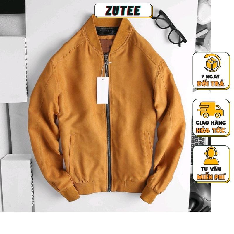 [FREE SHIP]  Áo Khoác Nam Bomber Da Lộn 2 lớp dáng Slimfit Menswear Jacket Denim