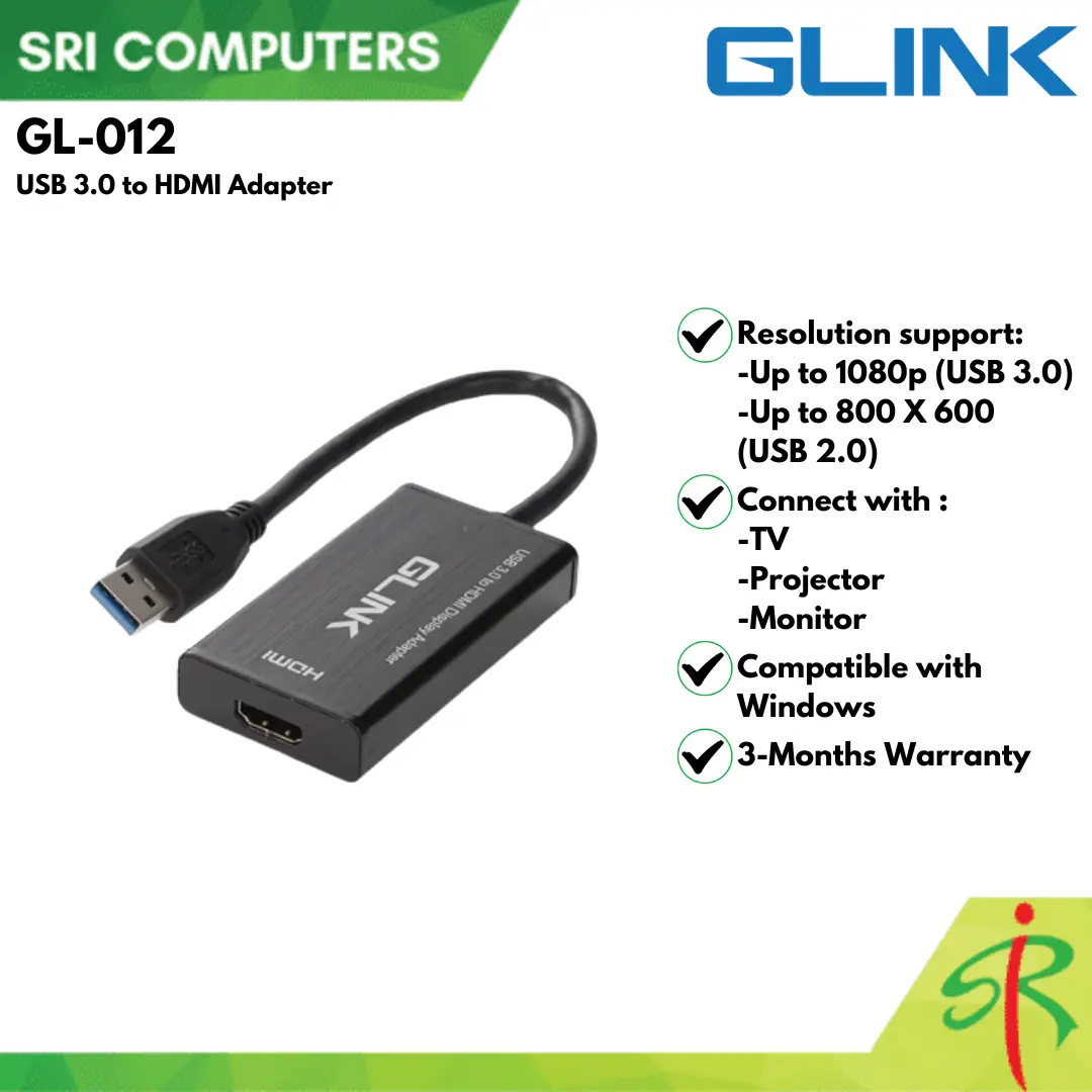 [3-MONTHS WARRANTY] GLINK GL-012 USB 3.0 to HDMI Adapter