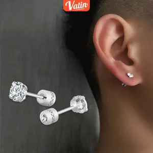 Vatin Anting berlian permata depan belakang stainless stell anti karat dan anti lunter