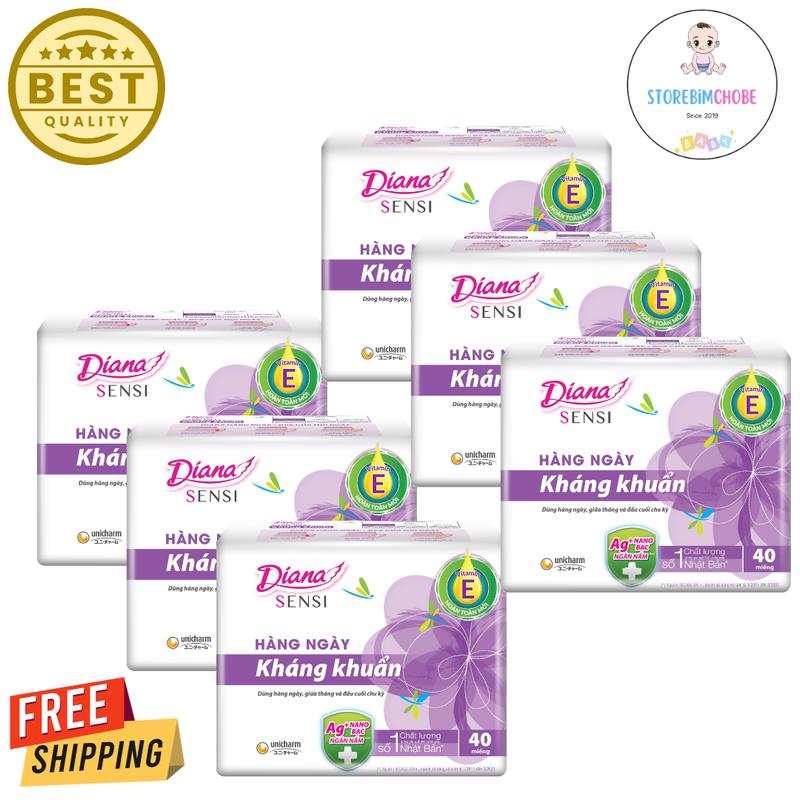 Combo 6 gói băng vệ sinh Diana hàng ngày Sensi kháng khuẩn gói 40 miếng (Che tên sản phẩm khi giao hàng) Tampon