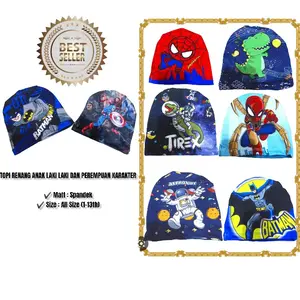 topi renang anak laki-laki karakter superhero print termurah 1-13tahun