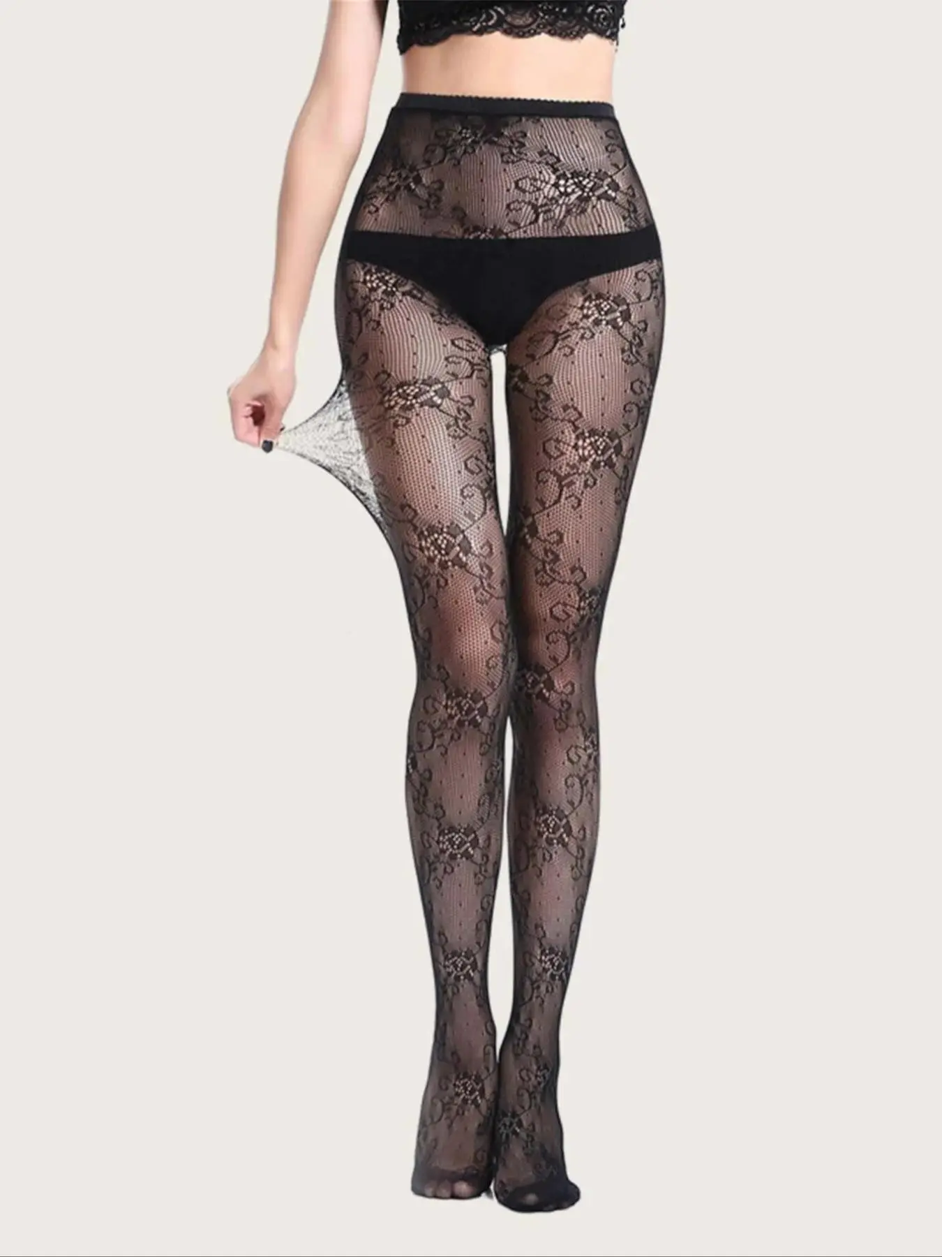 Women's Floral Print High Waist Tights, 1 Pair Breathable Comfy High Stretch Pantyhose for Daily Wear, Women's Lingerie for All Seasons, Comfort Womenswear Underwear for Lady