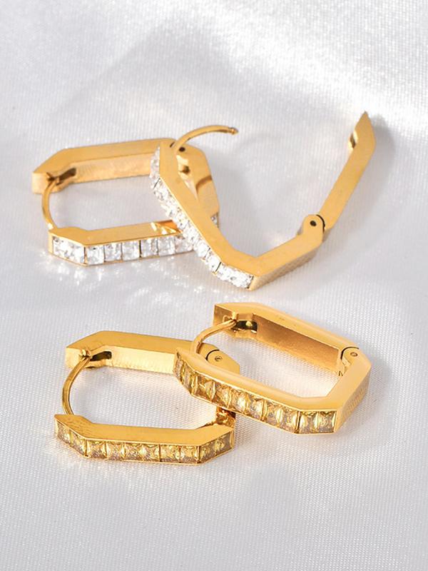 Geometric Design Hoop Earrings, Fashionable Earrings for Women & Girls, Trendy All-match & Exquisite Jewelry for Birthday Gift 4