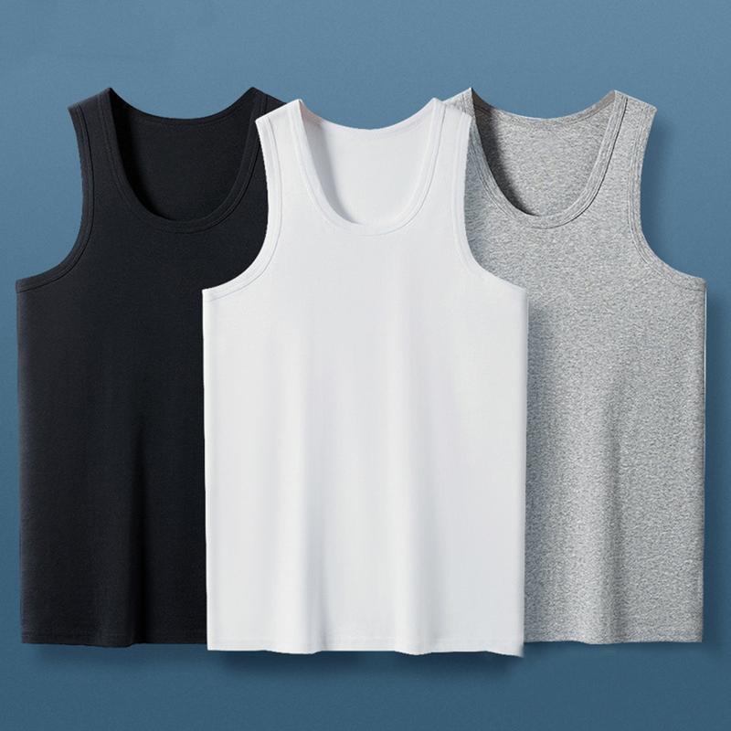 Áo Vest Thể Thao Mùa Hè, Dành Cho Nam Giới, Cổ Tròn, Không Tay, Dáng Ôm, Màu Trơn, Áo Ba Lỗ, Co Giãn, Áo Áo Chui Đầu, Thời Trang Đường Phố Gehirux Menswear Màu Đen 2