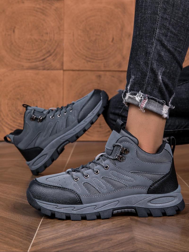 Product Introduction of Men's Fashionable Colorblock Lace Up Hiking Shoes, Casual Comfortable Outdoor Sports Shoes, Non-slip Outdoor Shoes for Daily Wear 2