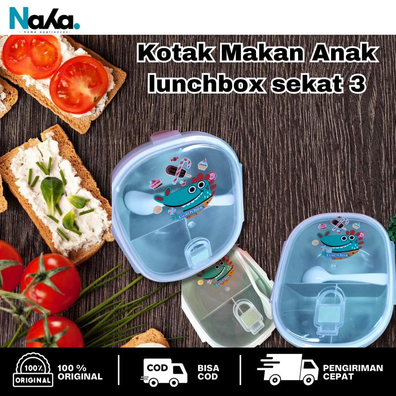 Kotak Makan Anak Lunch Box 3 Sekat Berkualitas Anti Tumpah 2