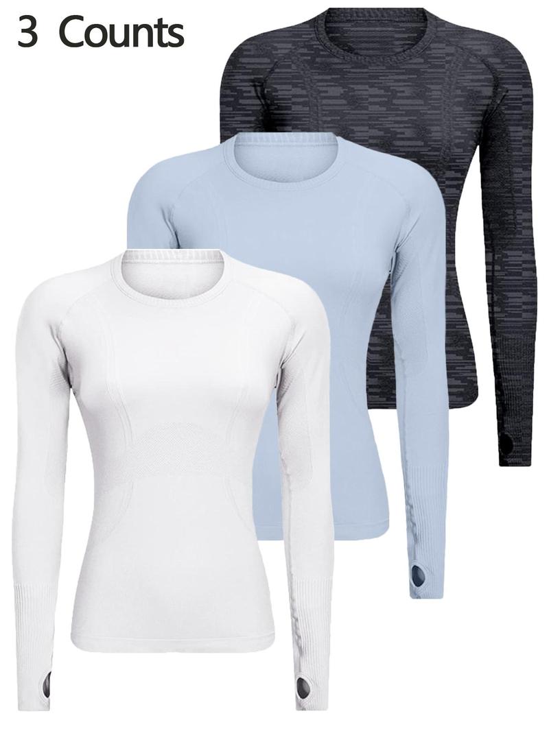 Product Introduction of Women's Solid Raglan Sleeve Sports Tee, Breathable Quick Drying Round Neck Long Sleeve T-shirt for Yoga Gym Workout Running, Ladies Sportswear for Fall & Winter 15