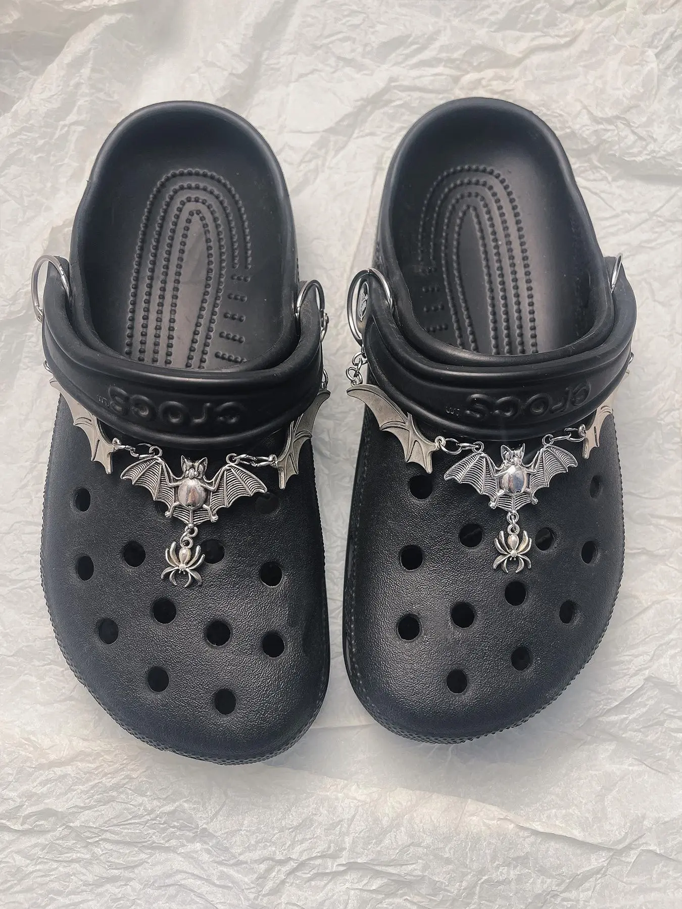 Punk Style Bat & Spider & Chain Design Shoe Charms, Fashionable Shoes Decorations for Women & Men, Shoes Accessories for Daily Use