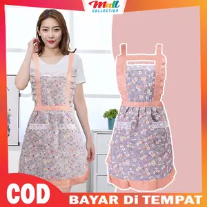 MALL - Apron Memasak Motif Bunga Celemek Dapur Stylish Cantik Terdapat Kantong CLM07 Plastik
