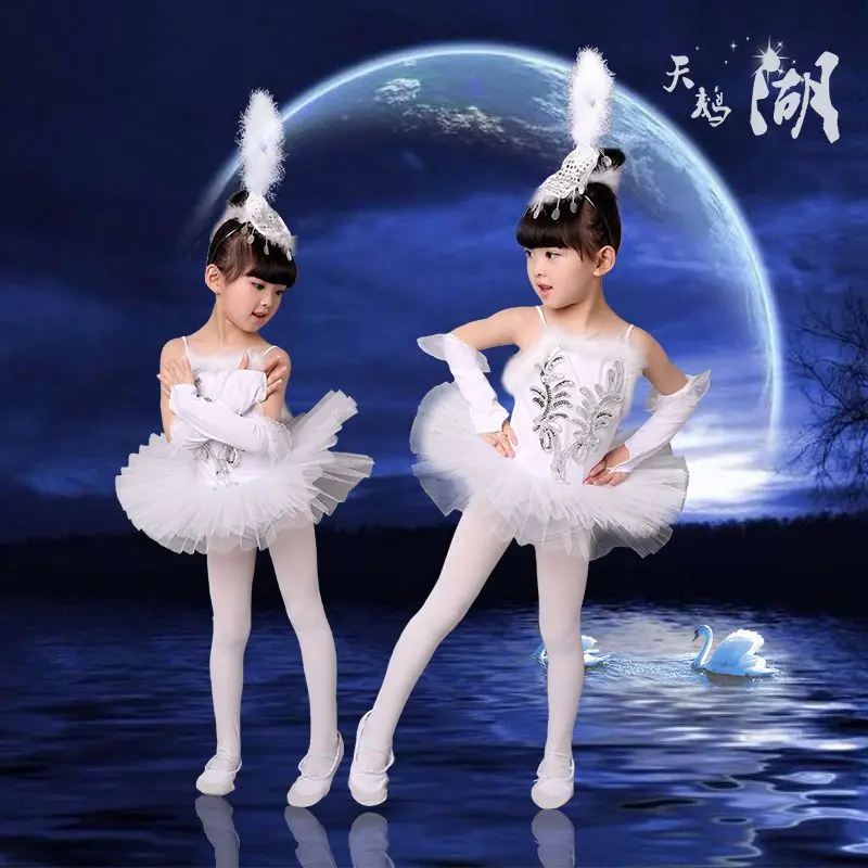 Váy Khiêu Vũ Múa Ba Lê, Dành Cho Trẻ Em, Trang Phục Thiên Nga Nhỏ Váy Bong Bóng Có Dây Đeo, Váy Sợi Trắng, Thích Hợp Cho Bé Gái, Bộ Trang Phục 4