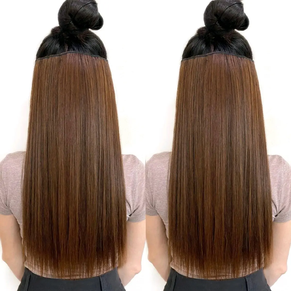 แฮร์พีซ ผมตรง สีน้ำตาลอ่อน ผมนิ่ม ไม่เงา