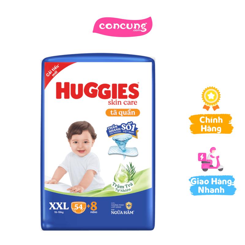 Tã quần Huggies Skincare gói cực đại size XXL dành cho bé trên 15kg, 54 miếng (giao bao bì ngẫu nhiên)