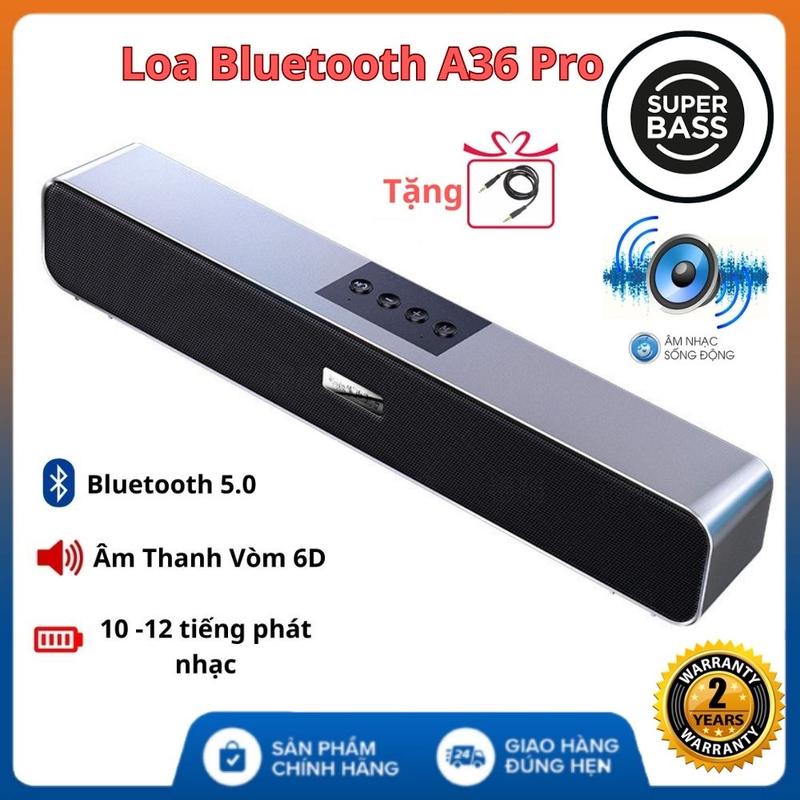 Loa Bluetooth A36 Pro Cao Cấp Siêu Bass Âm Thanh Vòm Có Hỗ Trợ Khe Cắm Thẻ Nhớ , USB - Loa thanh dài kệ tivi cao cấp giá rẻ Loa trung tâm Loa kệ sách Tặng Cáp 3.5mm