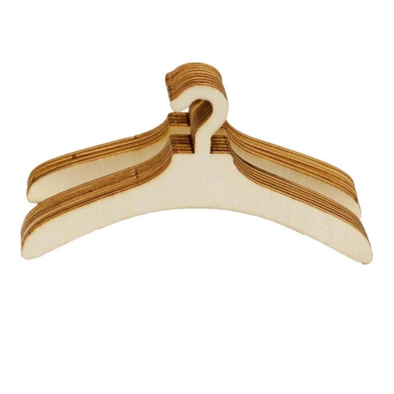 10 Pcs Wooden Hangers for 6 inch Labubu Doll Clothes Outfit Holders Hangers DIY for Labubu Baby Three Upset Duck Dolls Furniture Accessories 0