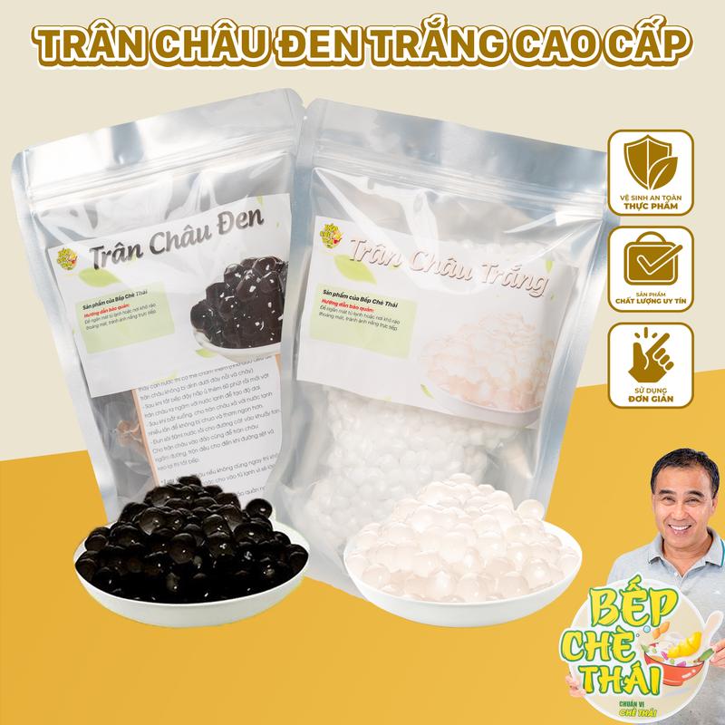 Trân châu đen trắng cao cấp - nguyên liệu pha trà sữa trân châu - bếp chè thái Topping