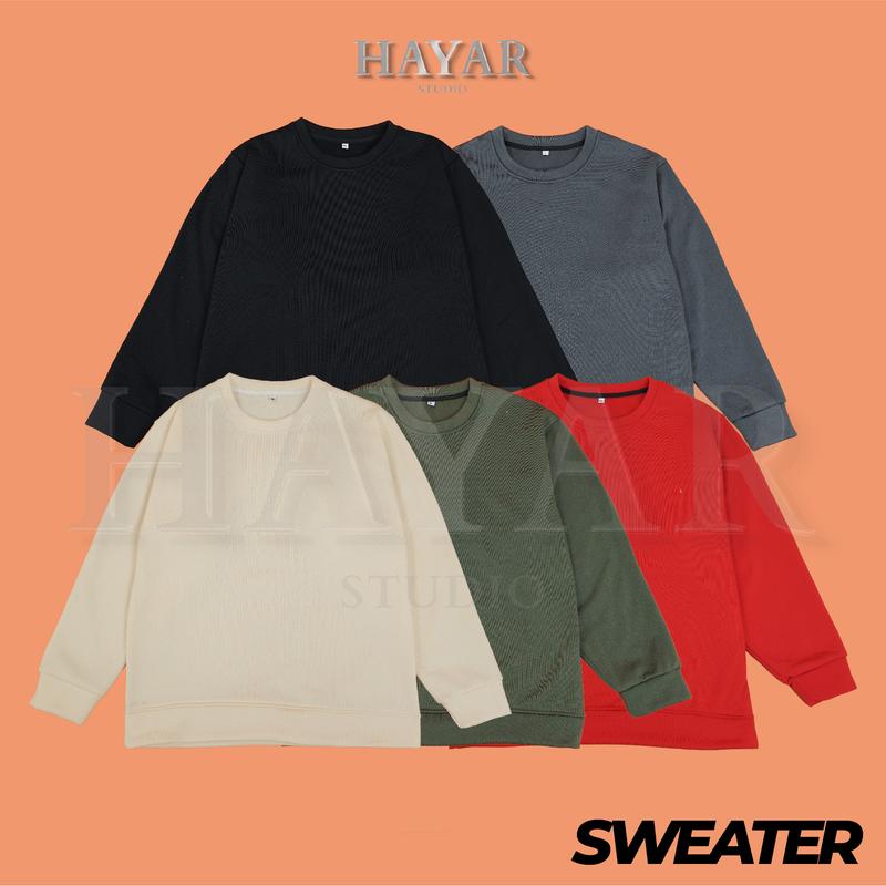 SET 2 Áo Sweater HayaR Nỉ Bông Cổ Tròn Nam Nữ Form Rộng Big Size Cổ Tròn Menswear Nhung Hoodie