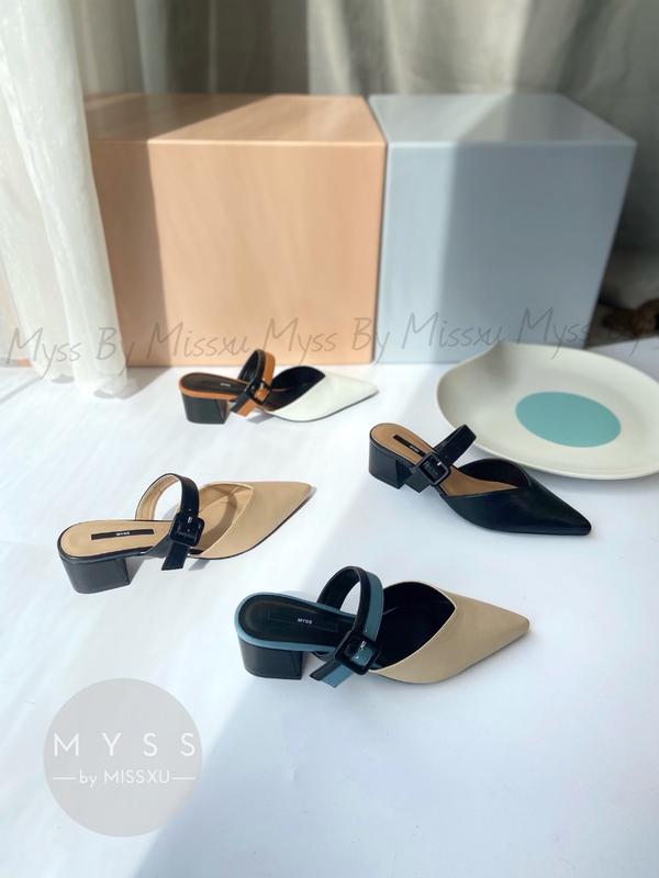 MYSS - Giày guốc sục nữ mũi nhọn phối khóa bọc 5 cm thời trang  - SU112 Shoes DéP 6