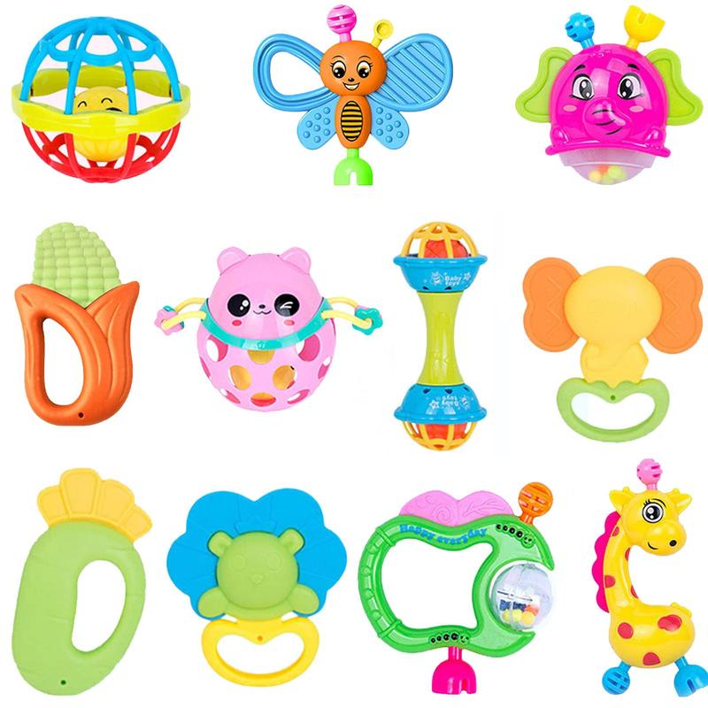 Random Color Baby Rattles Toy, 11pcs Baby Rattles Toy Kit for Fun  Play , Cute Baby Rattle Sensory Nursery Toy Set, Boy Girl Gifts Infant Newborn 2