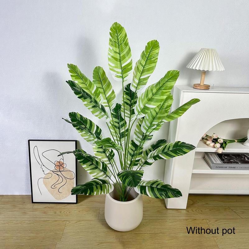 Product Introduction of Artificial Leaf Plant without Pot, 1 Count Plastic Leaf Fake Plant Branch, Ornamental Indoor Artificial Plant for Home Decor Office 4