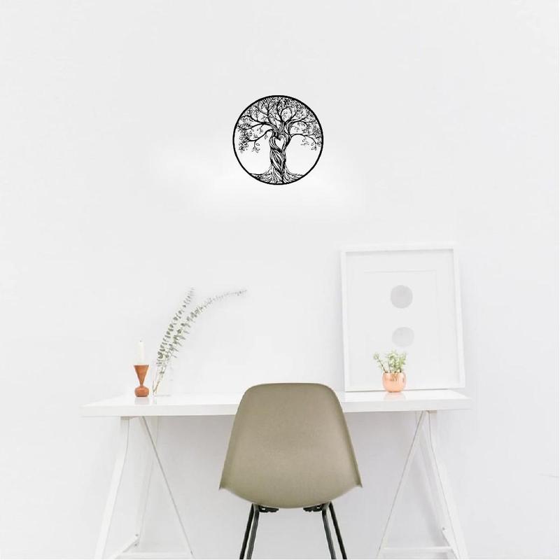 Tree of Life Metal Sign, 1 Count Hollow out Heart Tree Wall Decor, Sweet Furniture, Round Modern Simple Wall Art Decor for Home Living Room, Bedroom, Office 5